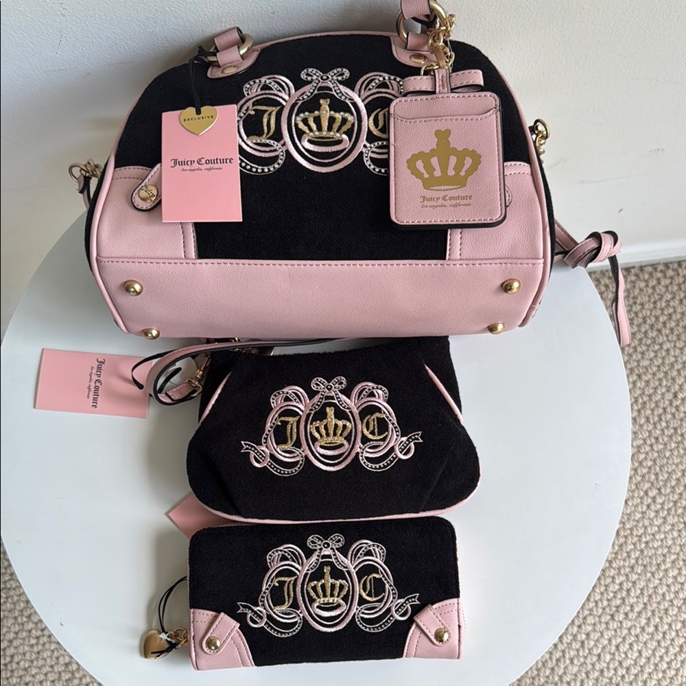 Juicy Couture Black and Pink Satchel with Gold Hardware - Picture 17 of 17